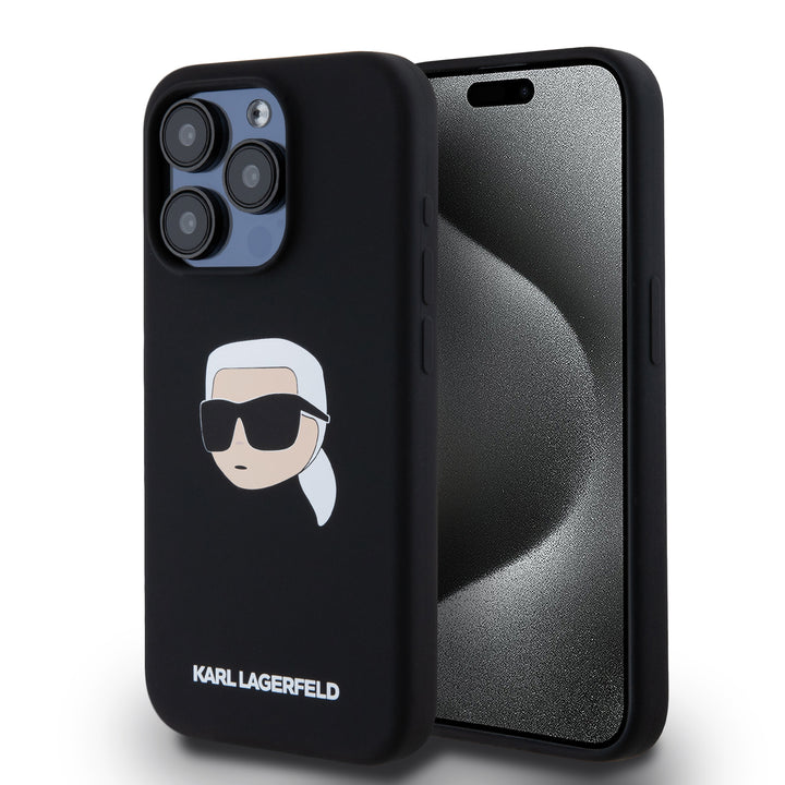 Karl Lagerfeld iPHone 14 Pro Backcover hoesje Magsafe - Karl Print - Zwart-Hoesjes-Ilumina Benelux