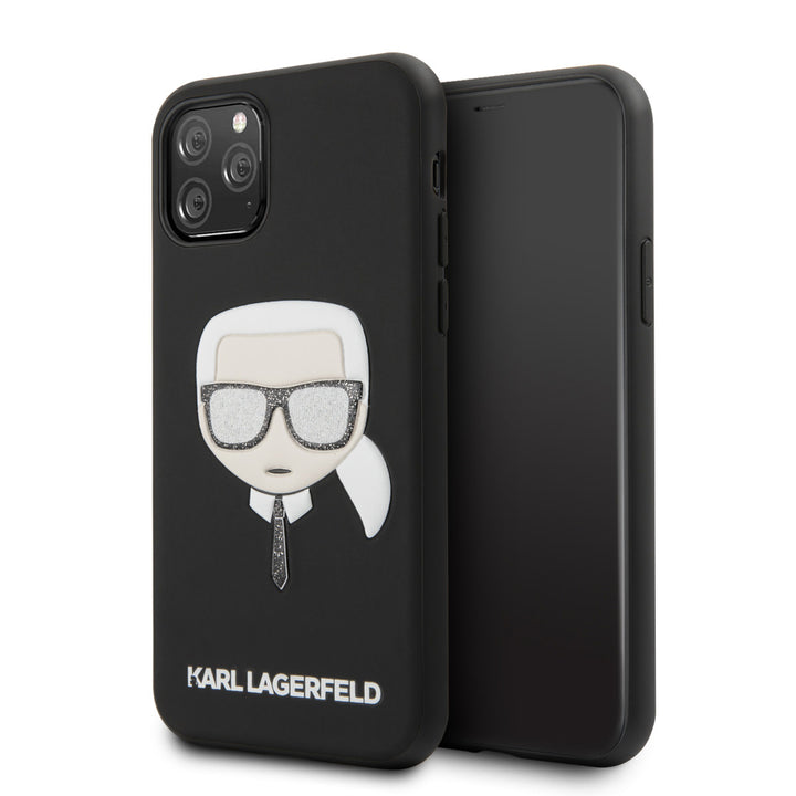 Karl Lagerfeld iPhone 11 Pro Backcover hoesje - Embossed Glitter Cover - Zwart-Hoesjes-Ilumina Benelux