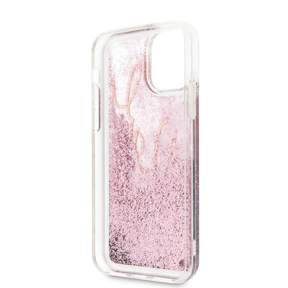 Karl Lagerfeld iPhone 11 Pro Rose Gold Backcover hoesje Glitter - Signature - KLHCN58TRKSRG-Hoesjes-Ilumina Benelux