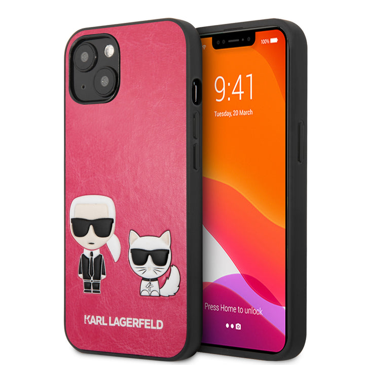 Karl Lagerfeld iPhone 13 Mini Hardcase Backcover - Karl & Choupette - Fuchsia-Hoesjes-Ilumina Benelux