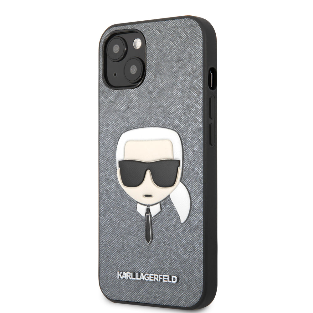 Karl Lagerfeld iPhone 13 Mini Hardcase Backcover - Karl's head - Zilver-Hoesjes-Ilumina Benelux