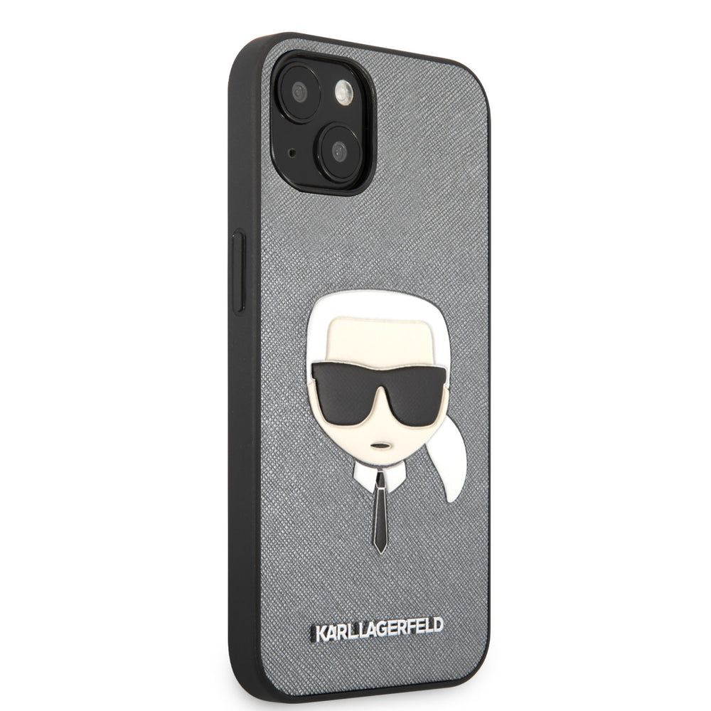 Karl Lagerfeld iPhone 13 Mini Hardcase Backcover - Karl's head - Zilver-Hoesjes-Ilumina Benelux