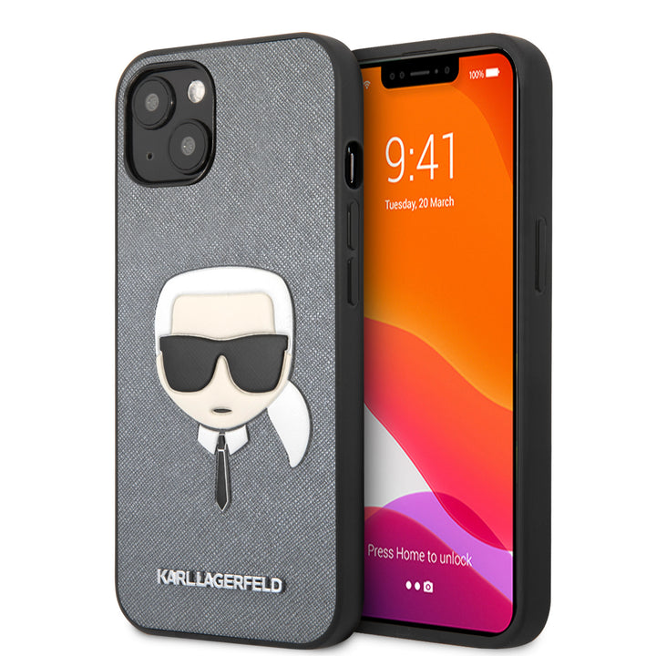 Karl Lagerfeld iPhone 13 Mini Hardcase Backcover - Karl's head - Zilver-Hoesjes-Ilumina Benelux