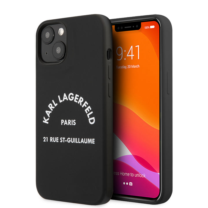 Karl Lagerfeld iPhone 13 Mini Hardcase Backcover - RSG White Logo - Zwart-Hoesjes-Ilumina Benelux