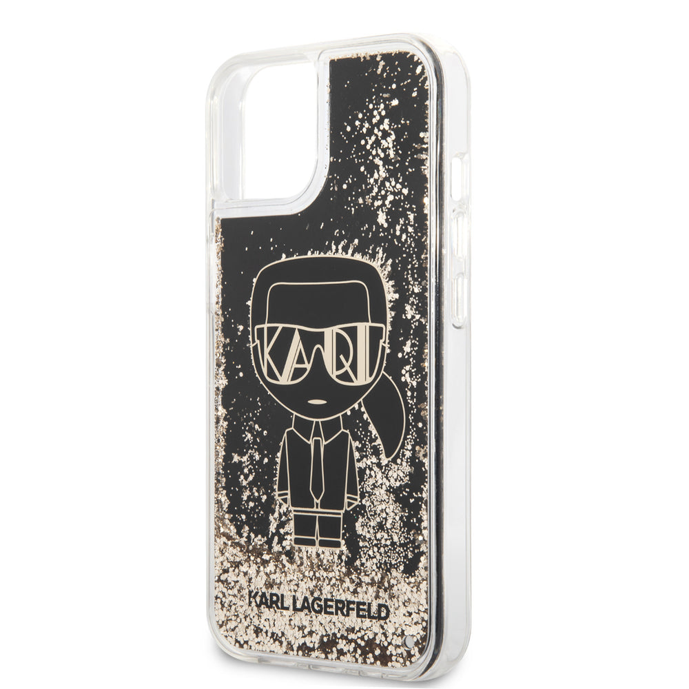 Karl Lagerfeld iPhone 14 & 13 Backcover hoesje - Liquid Glitter - Gatsby Ikonik - Zwart-Hoesjes-Ilumina Benelux