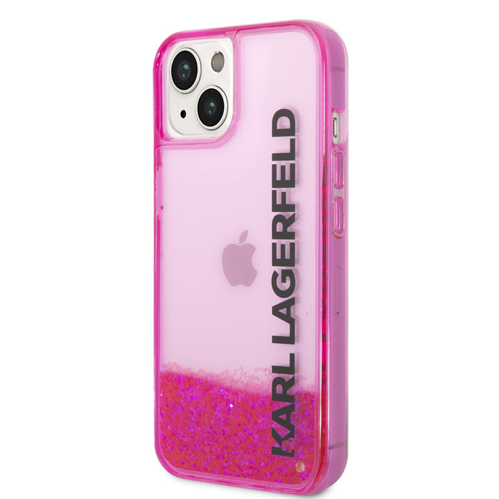 Karl Lagerfeld iPhone 14 & 13 Backcover hoesje - Liquid Glitter - Roze-Hoesjes-Ilumina Benelux