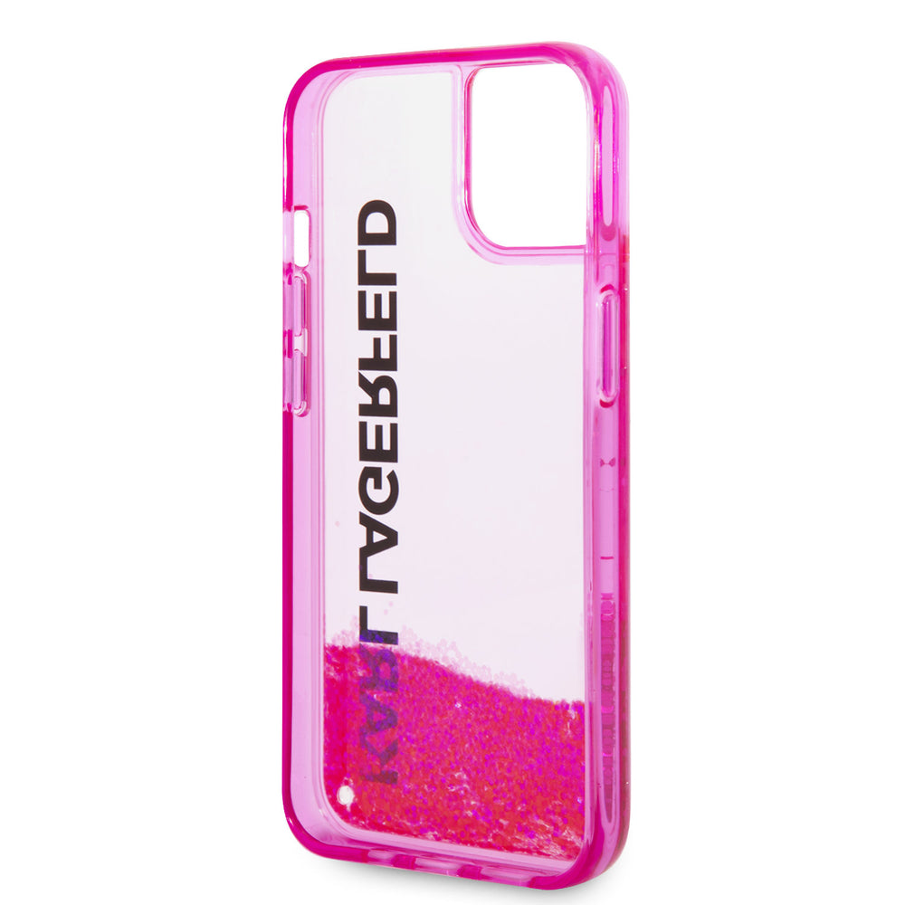 Karl Lagerfeld iPhone 14 & 13 Backcover hoesje - Liquid Glitter - Roze-Hoesjes-Ilumina Benelux