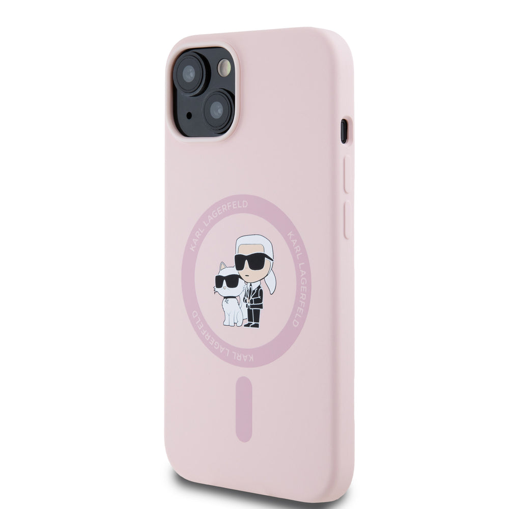 Karl Lagerfeld iPhone 14 & 13 Backcover hoesje Magsafe - KC head Ring - Roze-Hoesjes-Ilumina Benelux