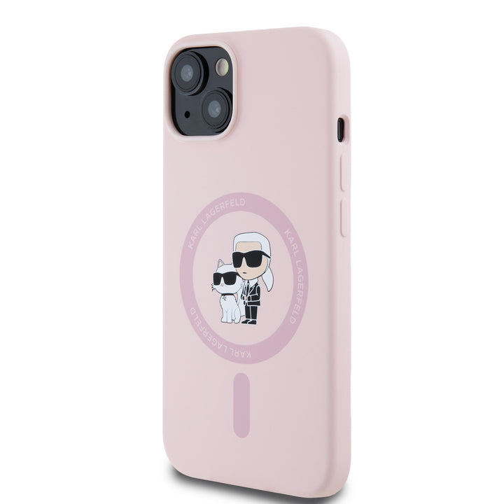 Karl Lagerfeld iPhone 14 & 13 Backcover hoesje Magsafe - KC head Ring - Roze-Hoesjes-Ilumina Benelux