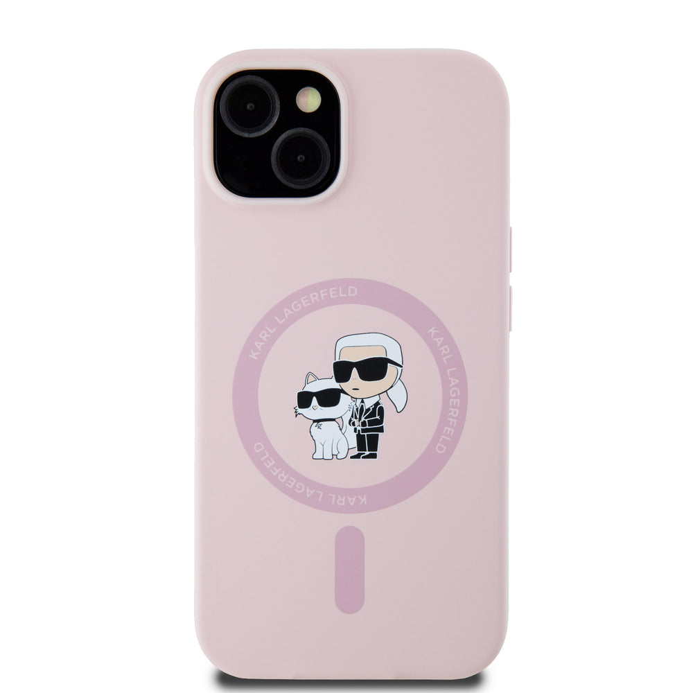 Karl Lagerfeld iPhone 14 & 13 Backcover hoesje Magsafe - KC head Ring - Roze-Hoesjes-Ilumina Benelux