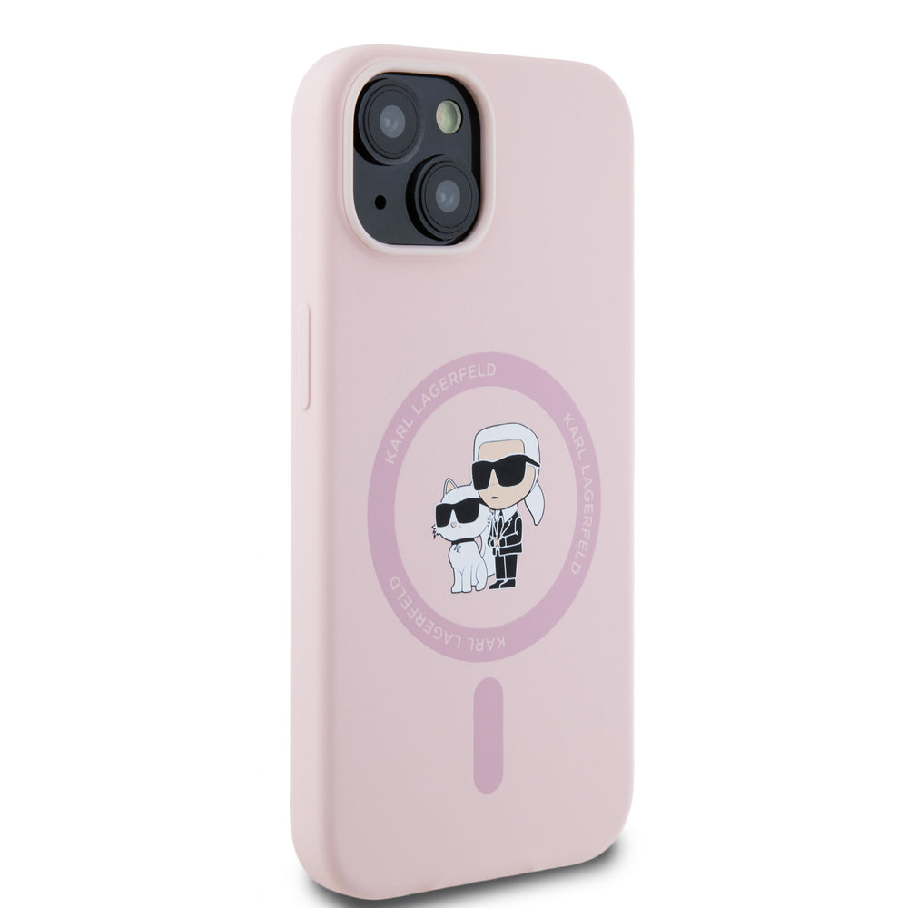Karl Lagerfeld iPhone 14 & 13 Backcover hoesje Magsafe - KC head Ring - Roze-Hoesjes-Ilumina Benelux