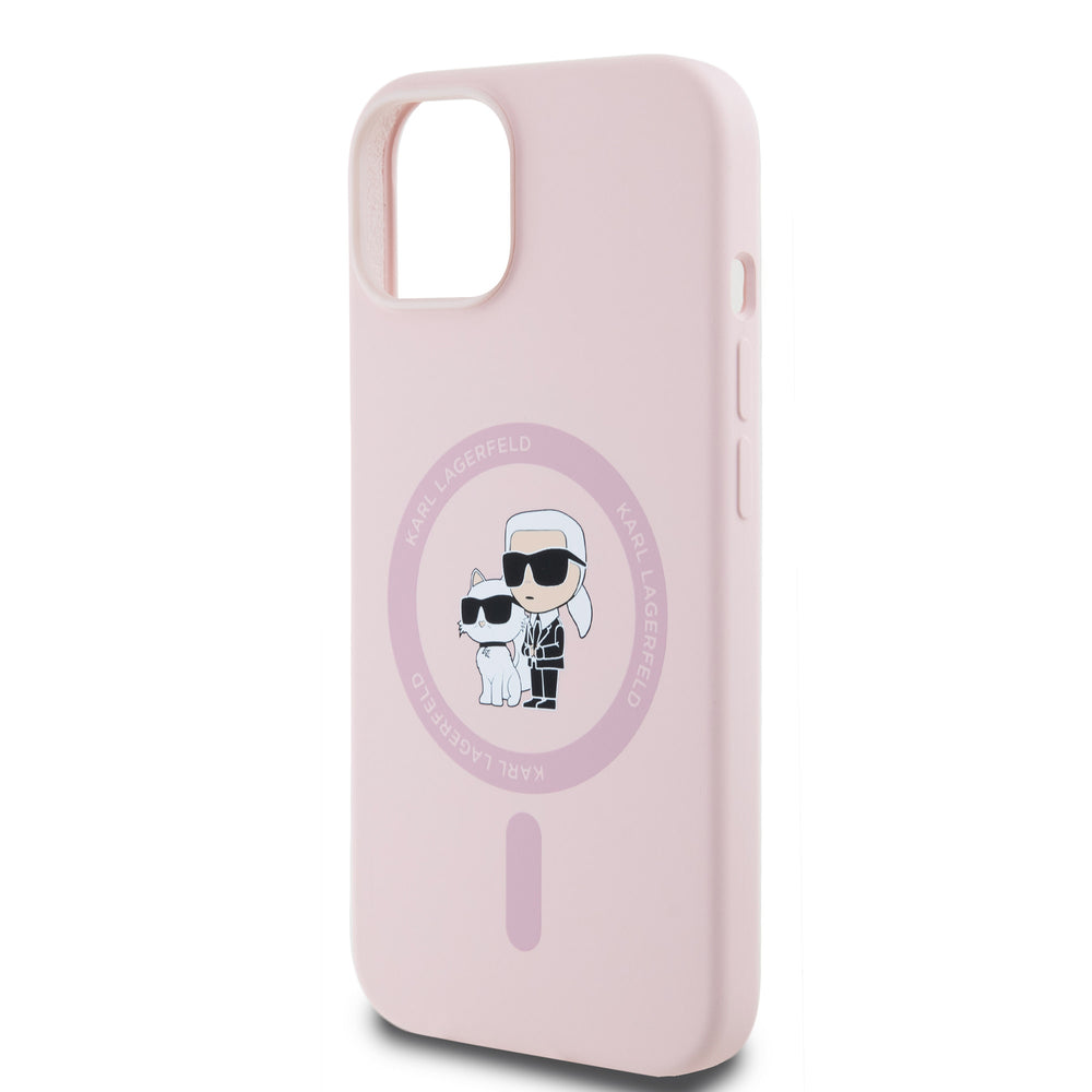 Karl Lagerfeld iPhone 14 & 13 Backcover hoesje Magsafe - KC head Ring - Roze-Hoesjes-Ilumina Benelux