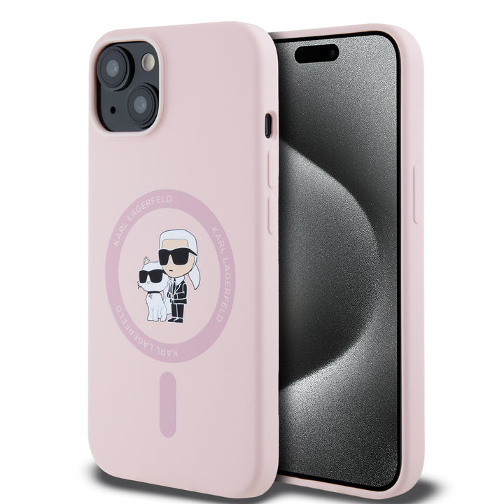 Karl Lagerfeld iPhone 14 & 13 Backcover hoesje Magsafe - KC head Ring - Roze-Hoesjes-Ilumina Benelux