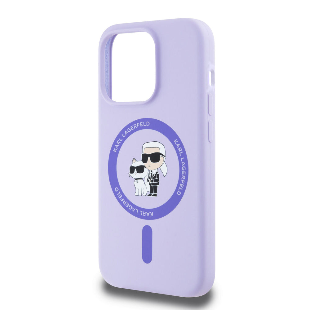 Karl Lagerfeld iPhone 14 & 13 Backcover hoesje Magsafe silicone KC Heads Ring - Paars-Hoesjes-Ilumina Benelux