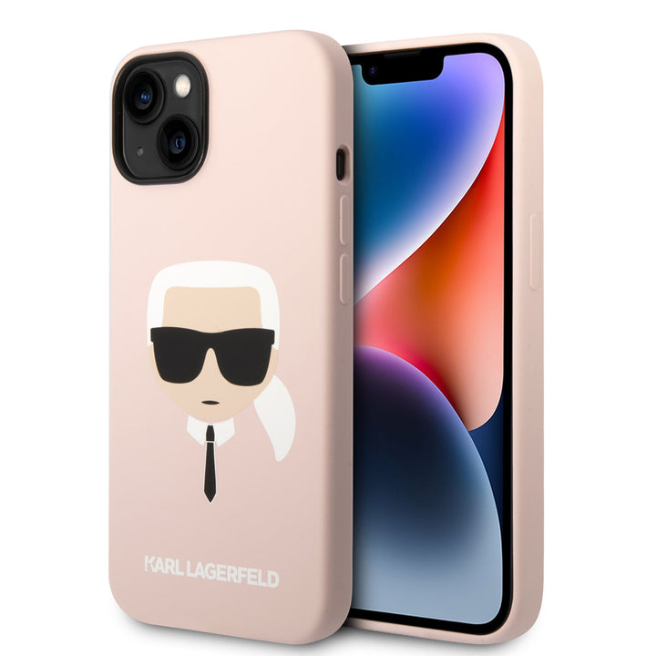 Karl Lagerfeld iPhone 14 & 13 Hardcase Backcover - Karl's Head - Roze-Hoesjes-Ilumina Benelux