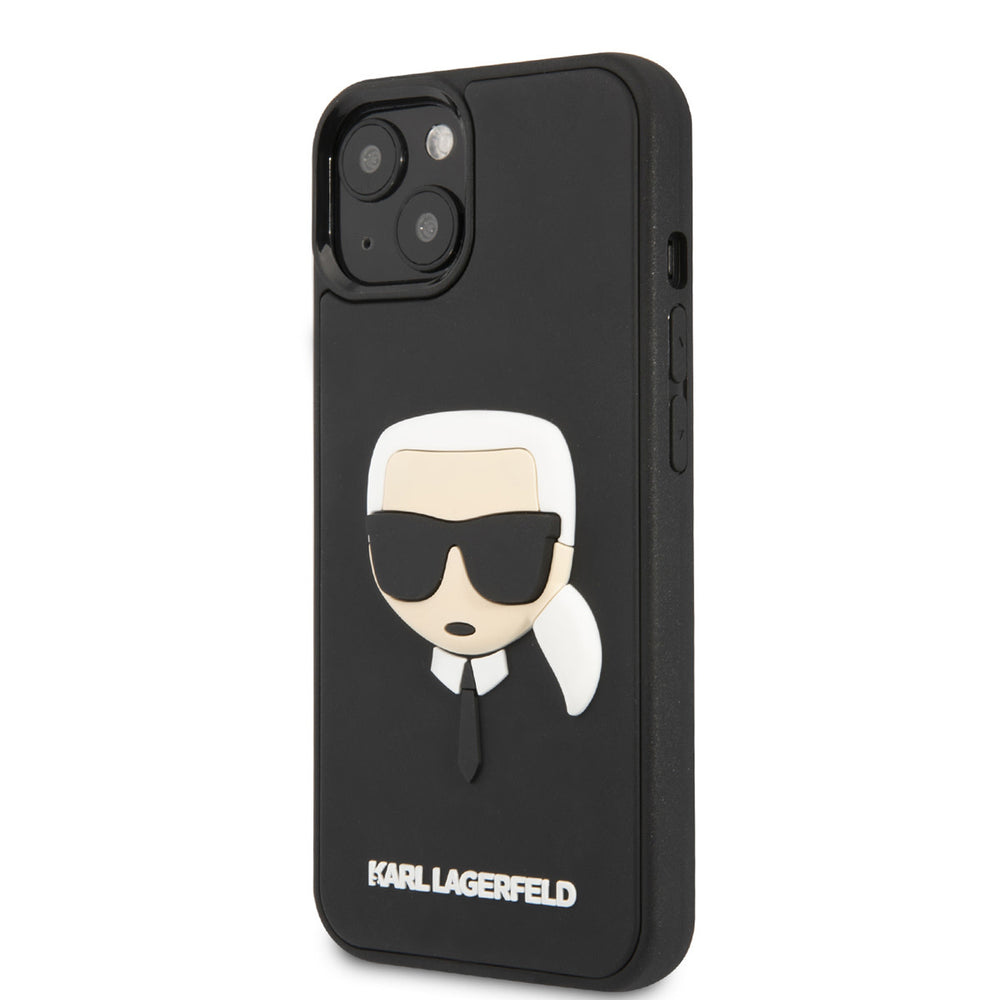 Karl Lagerfeld iPhone 14 & 15 Plus Hardcase Backcover - 3D Rubber Karl's Head - Zwart-Hoesjes-Ilumina Benelux