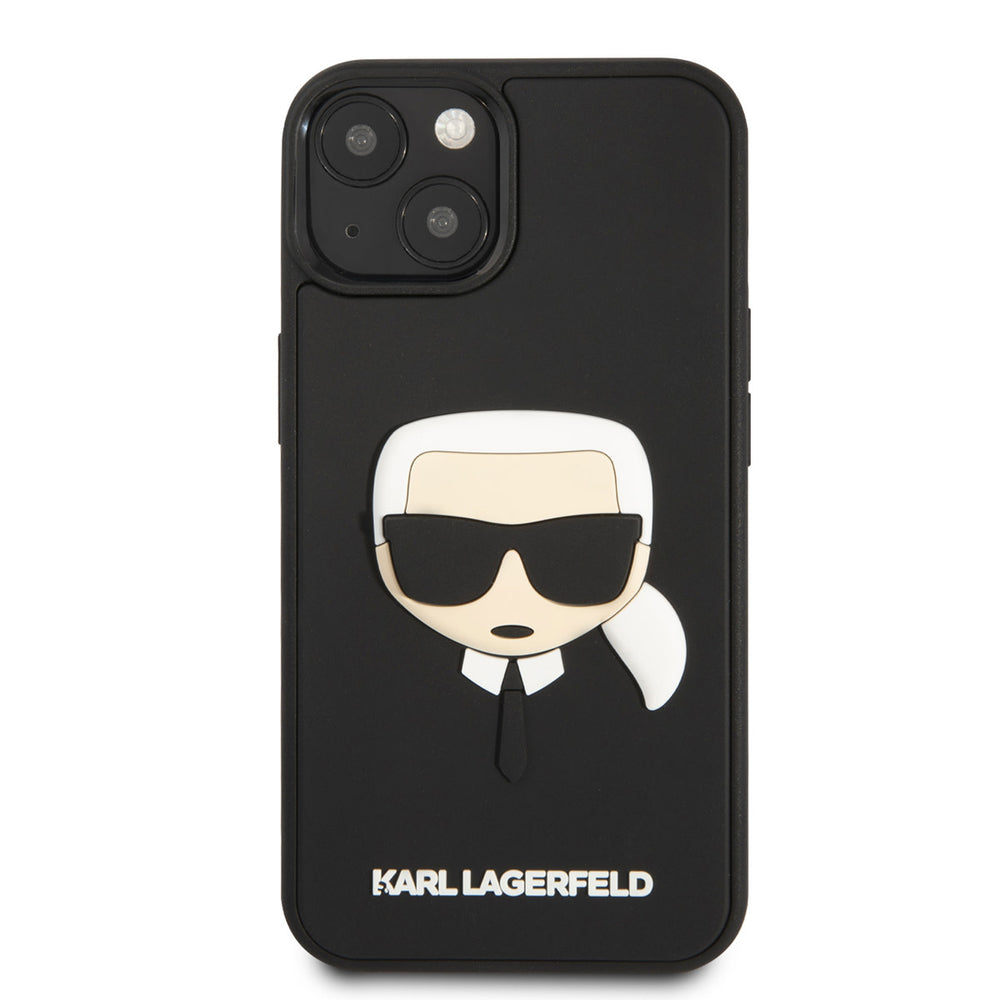 Karl Lagerfeld iPhone 14 & 15 Plus Hardcase Backcover - 3D Rubber Karl's Head - Zwart-Hoesjes-Ilumina Benelux