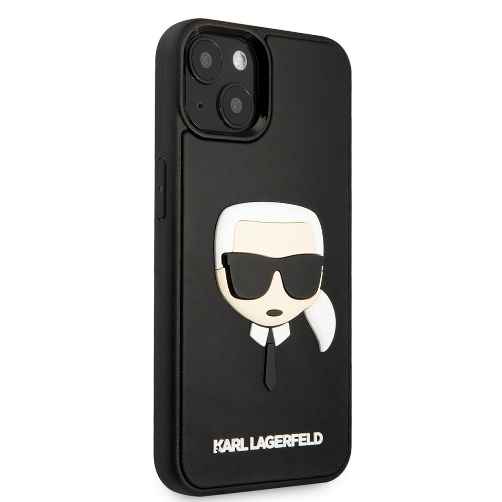 Karl Lagerfeld iPhone 14 & 15 Plus Hardcase Backcover - 3D Rubber Karl's Head - Zwart-Hoesjes-Ilumina Benelux