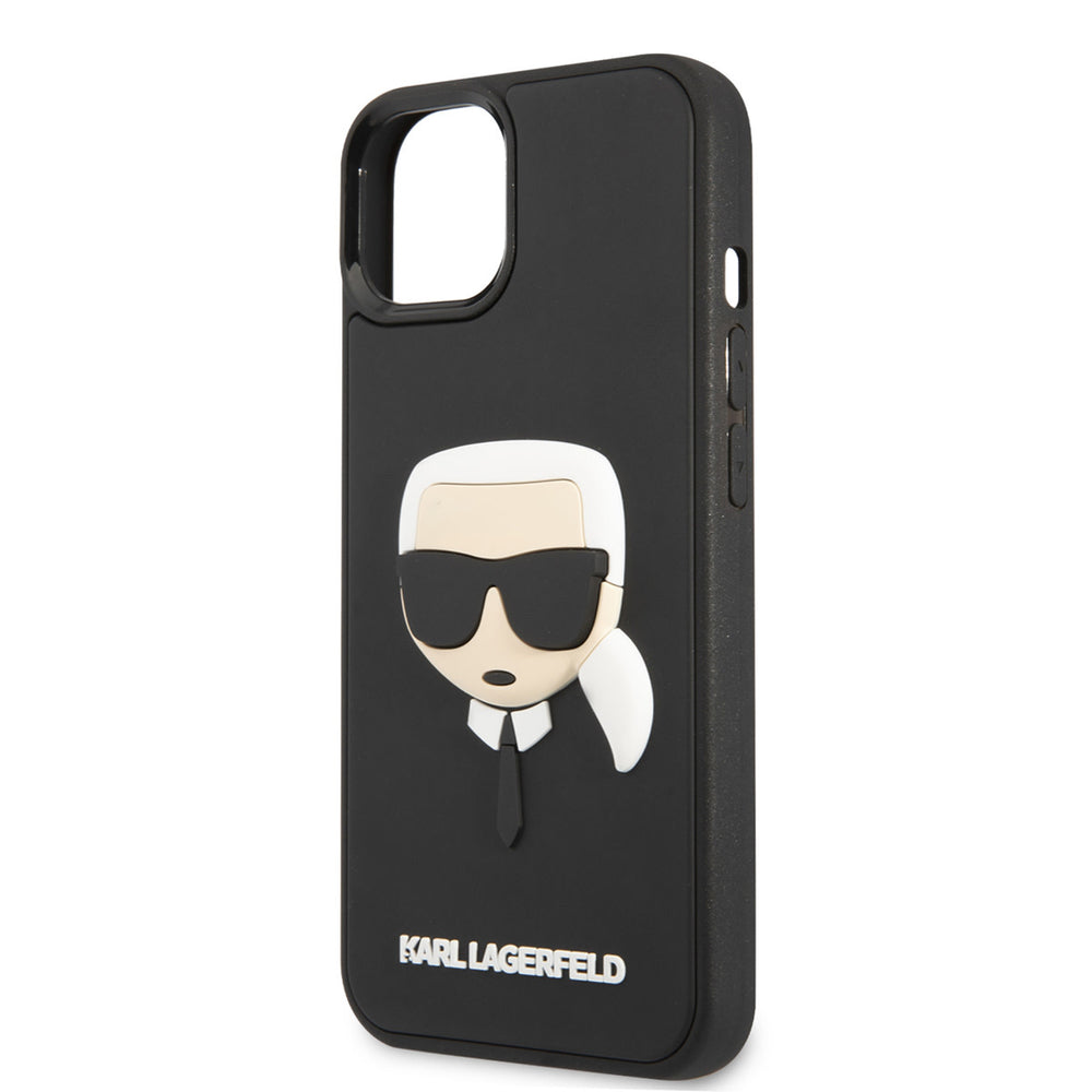 Karl Lagerfeld iPhone 14 & 15 Plus Hardcase Backcover - 3D Rubber Karl's Head - Zwart-Hoesjes-Ilumina Benelux