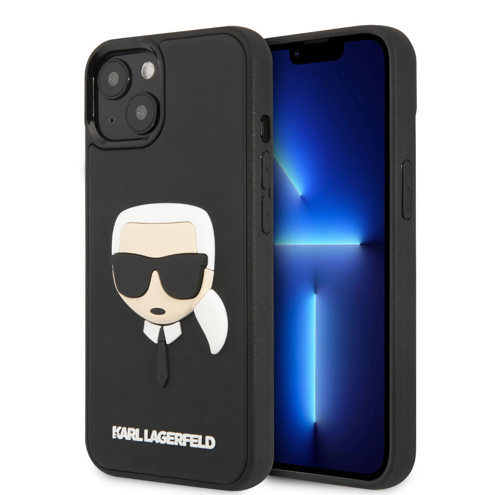 Karl Lagerfeld iPhone 14 & 15 Plus Hardcase Backcover - 3D Rubber Karl's Head - Zwart-Hoesjes-Ilumina Benelux