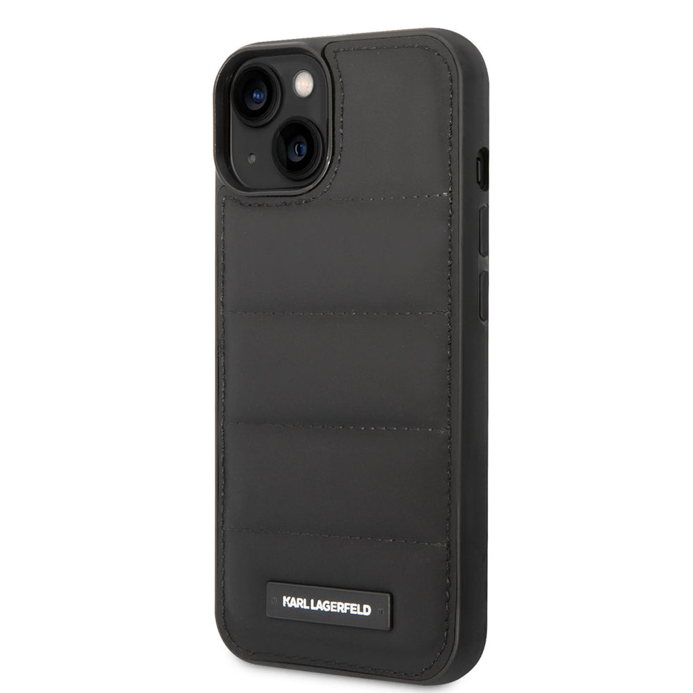 Karl Lagerfeld iPhone 14 & 15 Plus Hardcase Backcover - Puffy Elongated - Nylon - Zwart-Hoesjes-Ilumina Benelux