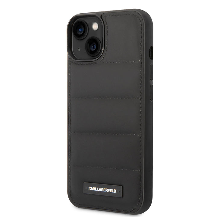 Karl Lagerfeld iPhone 14 & 15 Plus Hardcase Backcover - Puffy Elongated - Nylon - Zwart-Hoesjes-Ilumina Benelux