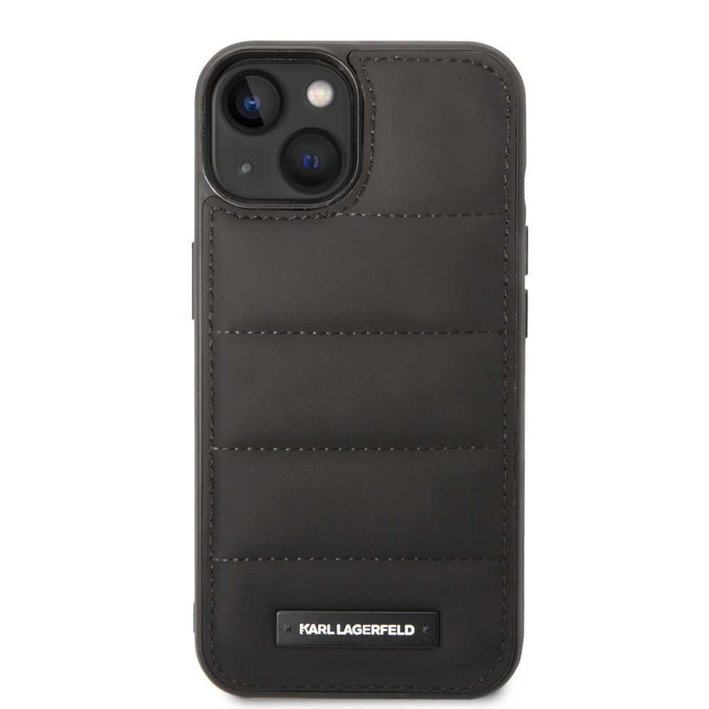 Karl Lagerfeld iPhone 14 & 15 Plus Hardcase Backcover - Puffy Elongated - Nylon - Zwart-Hoesjes-Ilumina Benelux