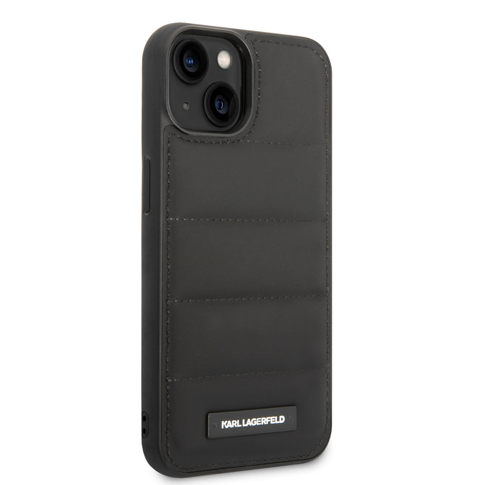 Karl Lagerfeld iPhone 14 & 15 Plus Hardcase Backcover - Puffy Elongated - Nylon - Zwart-Hoesjes-Ilumina Benelux