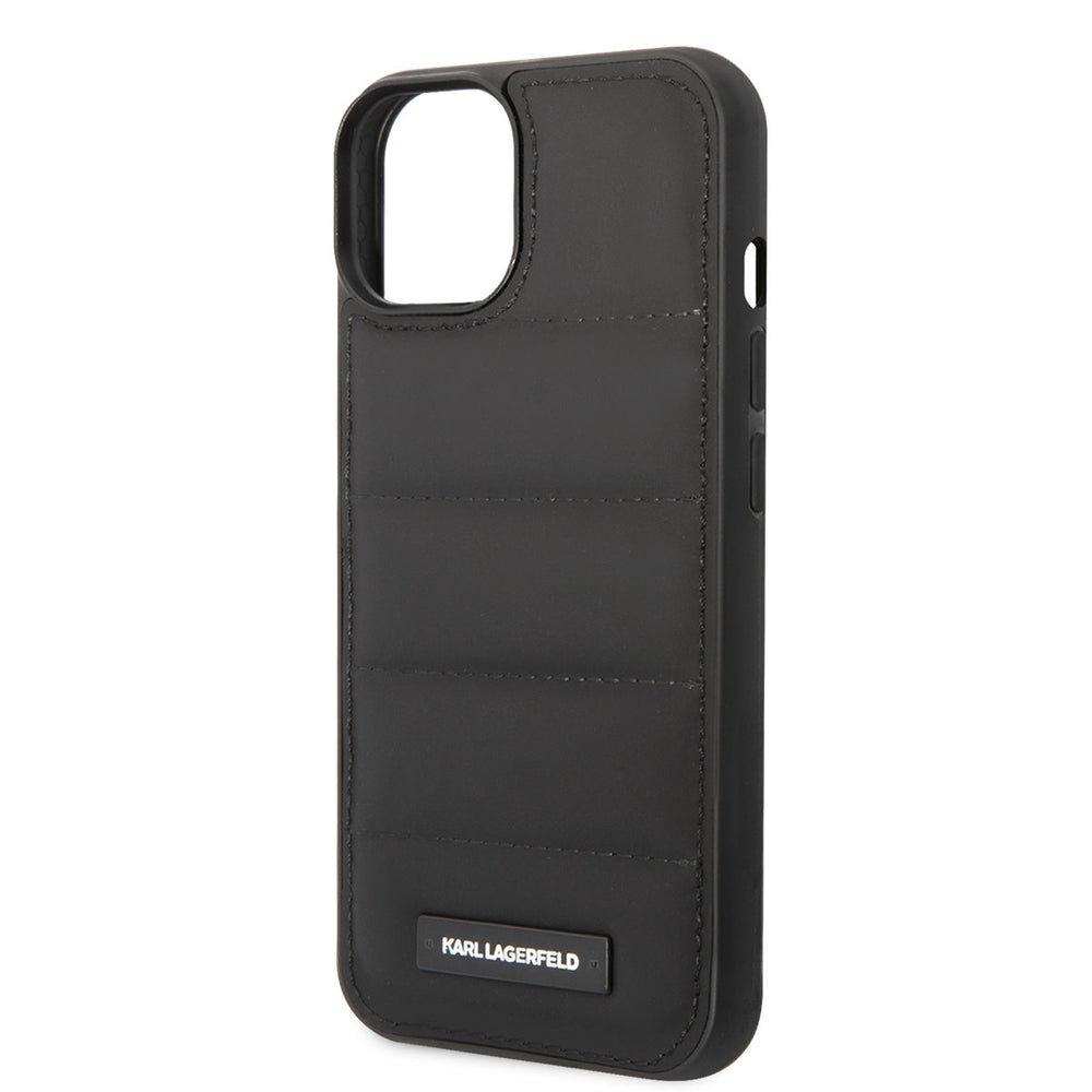 Karl Lagerfeld iPhone 14 & 15 Plus Hardcase Backcover - Puffy Elongated - Nylon - Zwart-Hoesjes-Ilumina Benelux