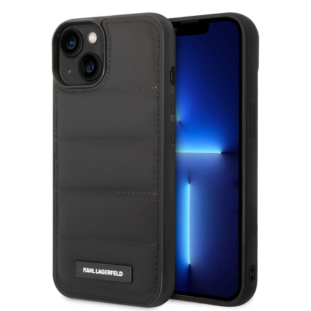 Karl Lagerfeld iPhone 14 & 15 Plus Hardcase Backcover - Puffy Elongated - Nylon - Zwart-Hoesjes-Ilumina Benelux