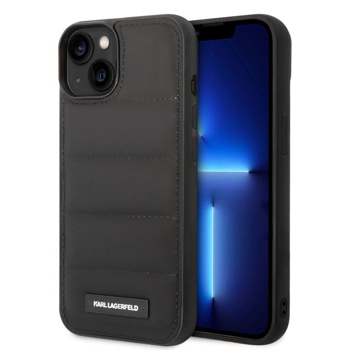 Karl Lagerfeld iPhone 14 & 15 Plus Hardcase Backcover - Puffy Elongated - Nylon - Zwart-Hoesjes-Ilumina Benelux