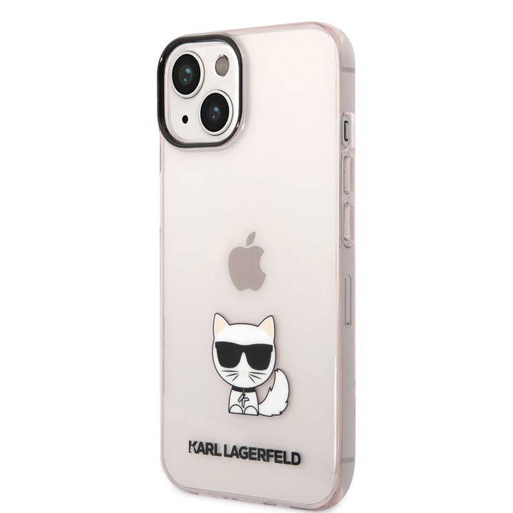 Karl Lagerfeld iPhone 14 & 15 Plus TPU Backcover - Choupette - Transparent - Roze-Hoesjes-Ilumina Benelux
