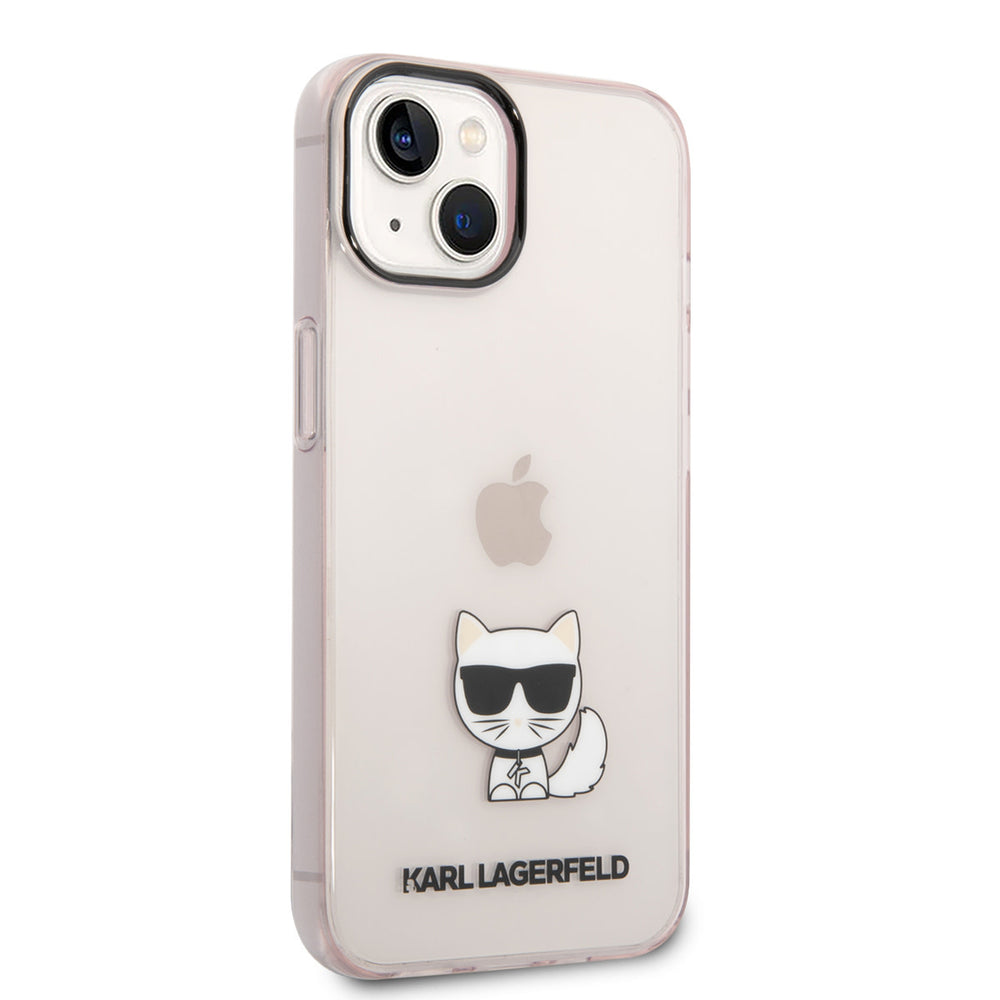Karl Lagerfeld iPhone 14 & 15 Plus TPU Backcover - Choupette - Transparent - Roze-Hoesjes-Ilumina Benelux