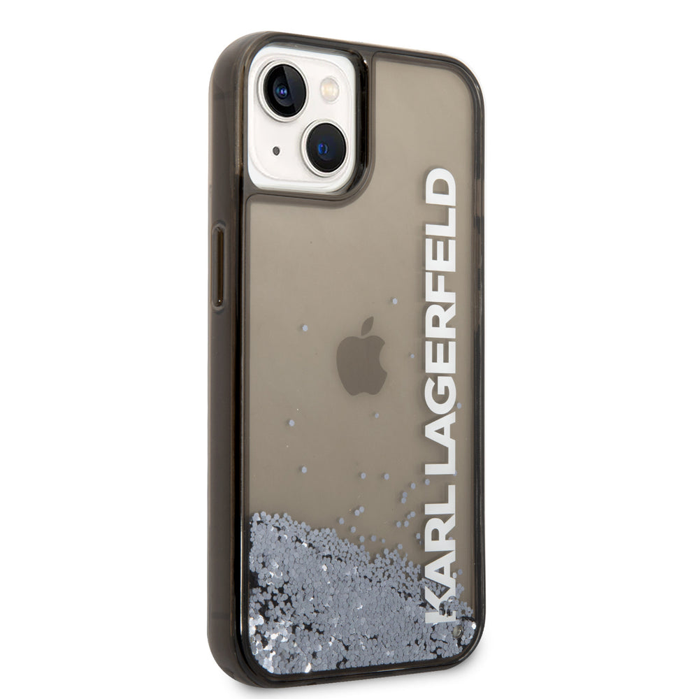 Karl Lagerfeld iPhone 14 Backcover hoesje - Liquid Glitter - Zwart-Hoesjes-Ilumina Benelux