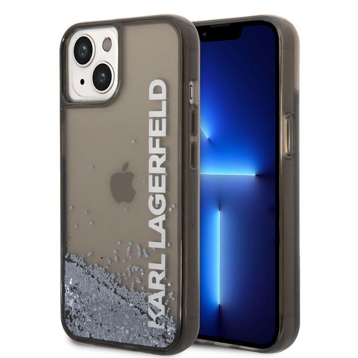Karl Lagerfeld iPhone 14 Backcover hoesje - Liquid Glitter - Zwart-Hoesjes-Ilumina Benelux