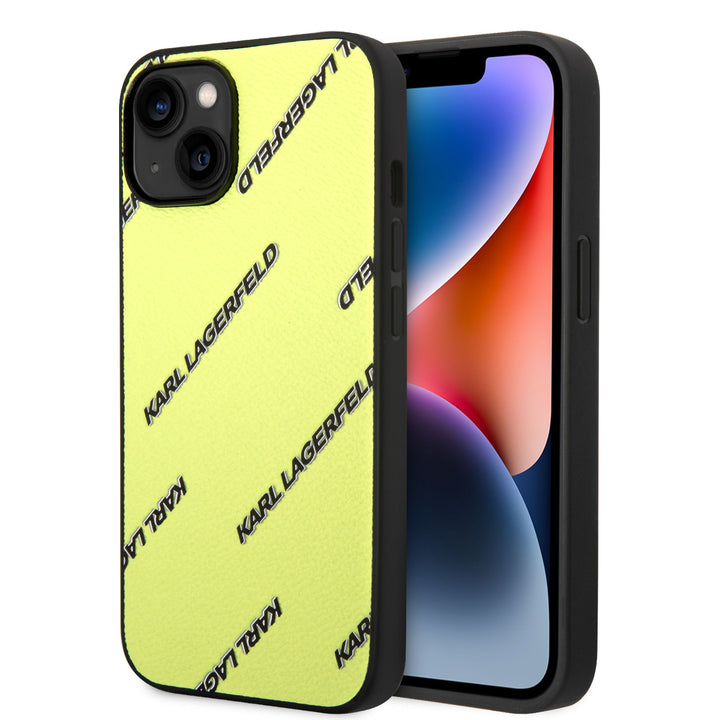 Karl Lagerfeld iPhone 14 Backcover hoesje - Logomania - Geel-Hoesjes-Ilumina Benelux