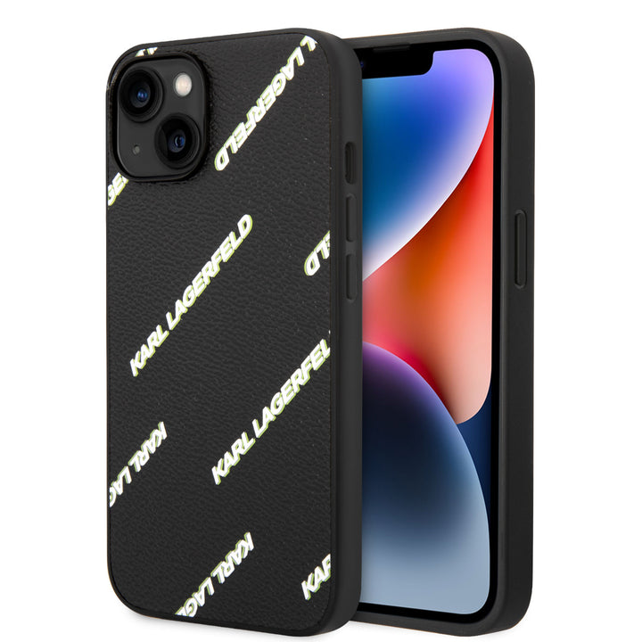 Karl Lagerfeld iPhone 14 Backcover hoesje - Logomania - Zwart-Hoesjes-Ilumina Benelux