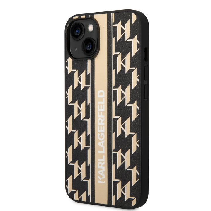 Karl Lagerfeld iPhone 14 Backcover hoesje - Stripe - Geel Zwart-Hoesjes-Ilumina Benelux
