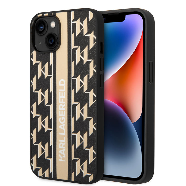 Karl Lagerfeld iPhone 14 Backcover hoesje - Stripe - Geel Zwart-Hoesjes-Ilumina Benelux