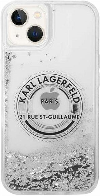 Karl Lagerfeld iPhone 14 Plus Backcover hoesje - Liquid Glitter - RSG - Zilver-Hoesjes-Ilumina Benelux