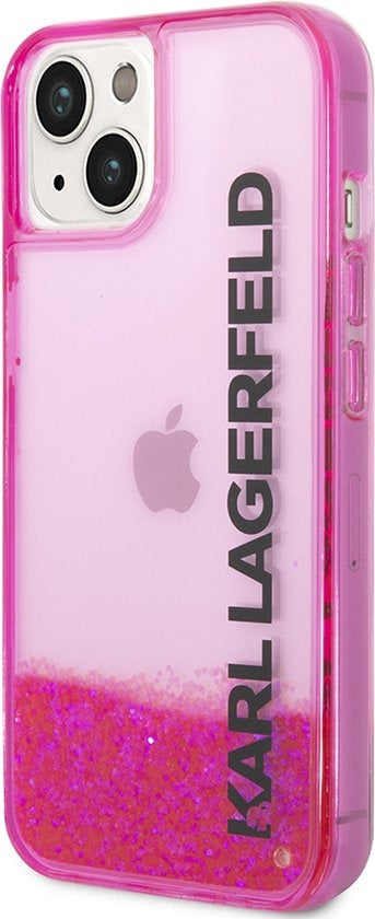 Karl Lagerfeld iPhone 14 Plus Backcover hoesje- Liquid Glitter - Roze-Hoesjes-Ilumina Benelux