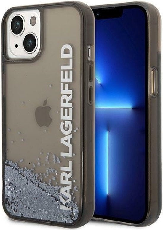 Karl Lagerfeld iPhone 14 Plus Backcover hoesje - Liquid Glitter - Zwart-Hoesjes-Ilumina Benelux