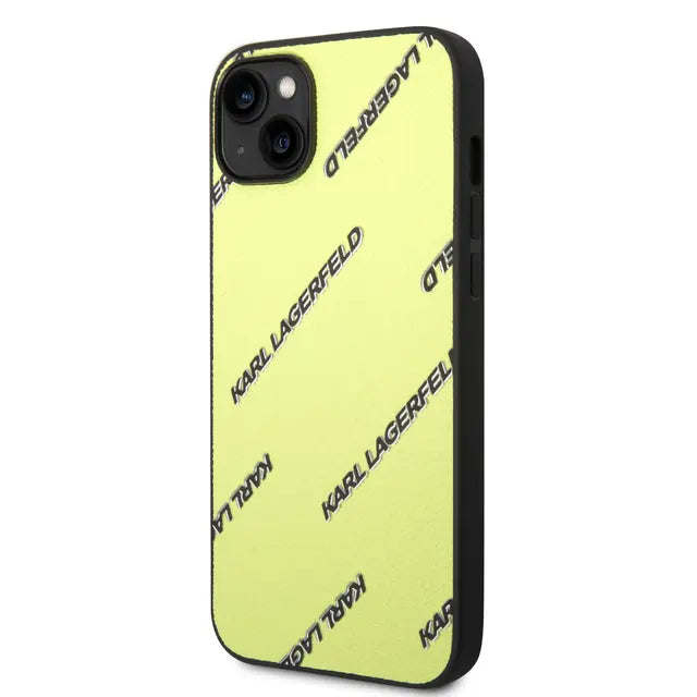 Karl Lagerfeld iPhone 14 Plus Backcover hoesje - Logomania - Geel-Hoesjes-Ilumina Benelux