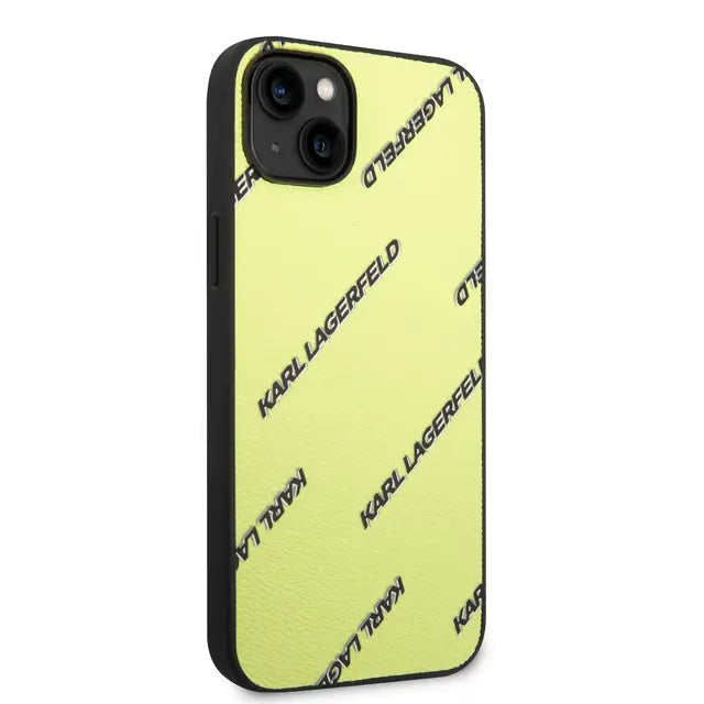Karl Lagerfeld iPhone 14 Plus Backcover hoesje - Logomania - Geel-Hoesjes-Ilumina Benelux