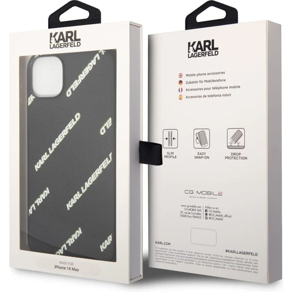 Karl Lagerfeld iPhone 14 Plus Backcover hoesje - Logomania - Zwart-Hoesjes-Ilumina Benelux