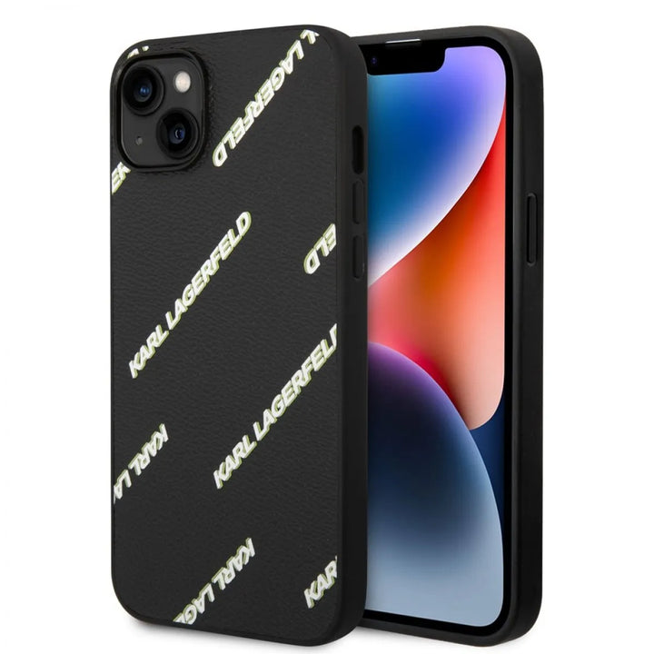 Karl Lagerfeld iPhone 14 Plus Backcover hoesje - Logomania - Zwart-Hoesjes-Ilumina Benelux