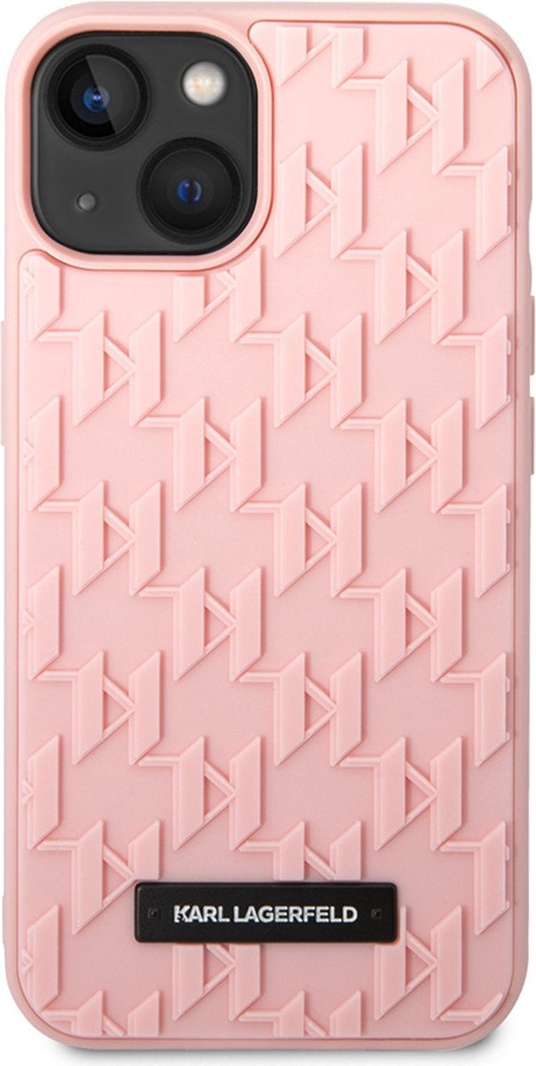 Karl Lagerfeld iPhone 14 Plus Backcover hoesje - Monogram - Roze-Hoesjes-Ilumina Benelux