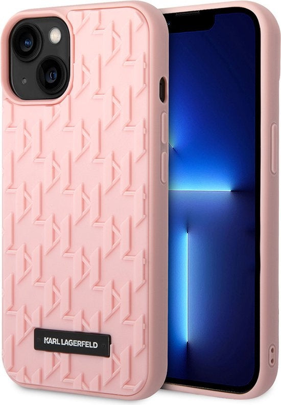 Karl Lagerfeld iPhone 14 Plus Backcover hoesje - Monogram - Roze-Hoesjes-Ilumina Benelux
