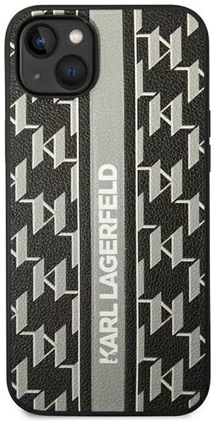 Karl Lagerfeld iPhone 14 Plus Backcover hoesje - Monogram Stripe - Zwart-Hoesjes-Ilumina Benelux