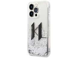 Karl Lagerfeld iPhone 14 Pro Backcover hoesje - Glitter KL Logo - Zilver-Hoesjes-Ilumina Benelux